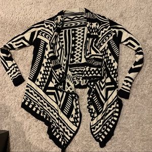 Geometric patterned waterfall cardigan
